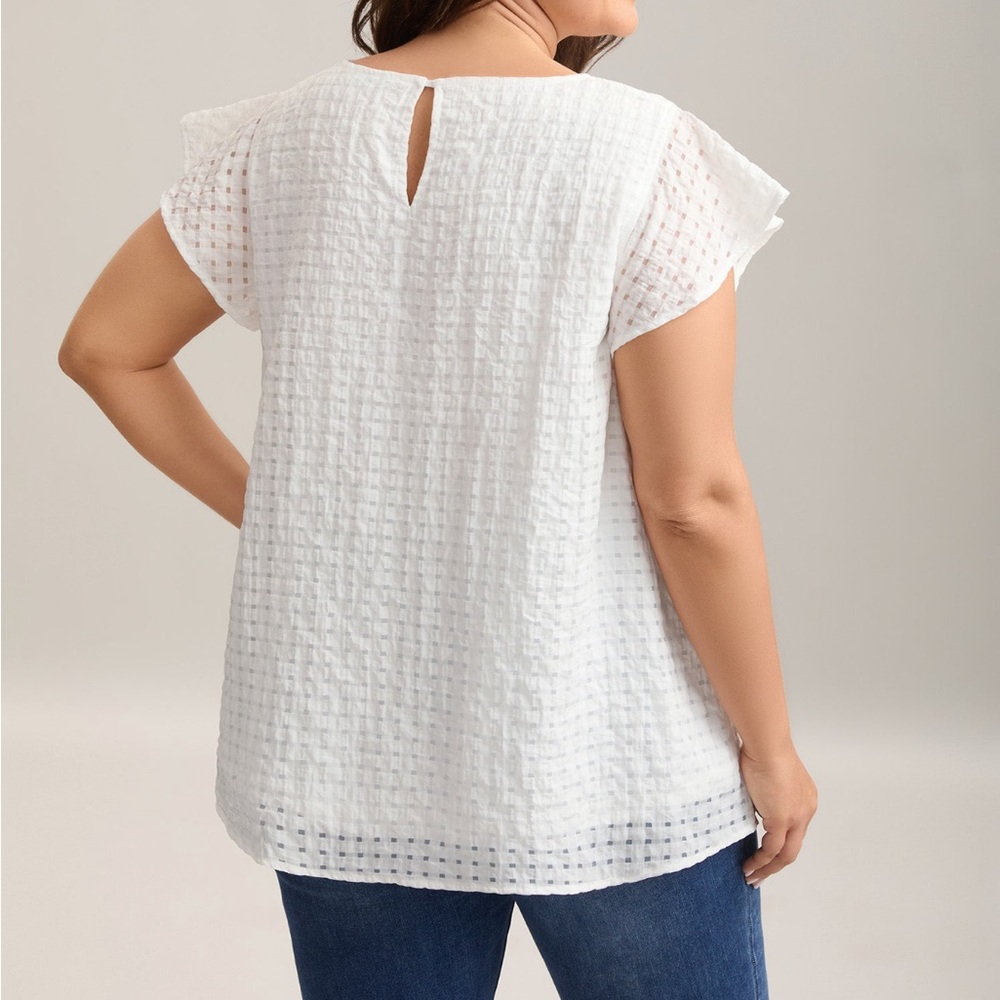 Women's White Textured Top - Picture 4 of 5